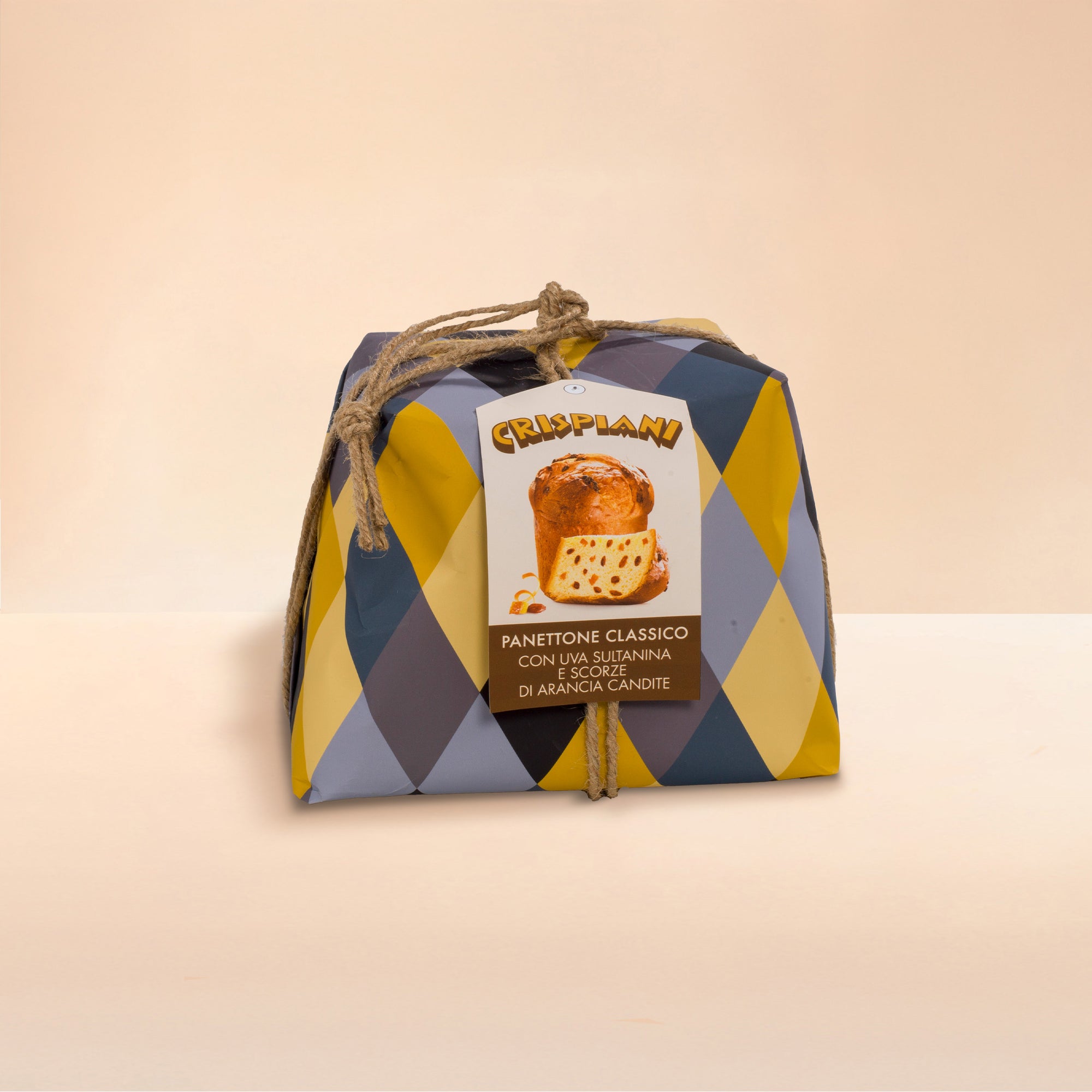 6pz PANETTONE CLASSICO con Uva Sultanina e Canditi, incartato a mano Crispiani 750g