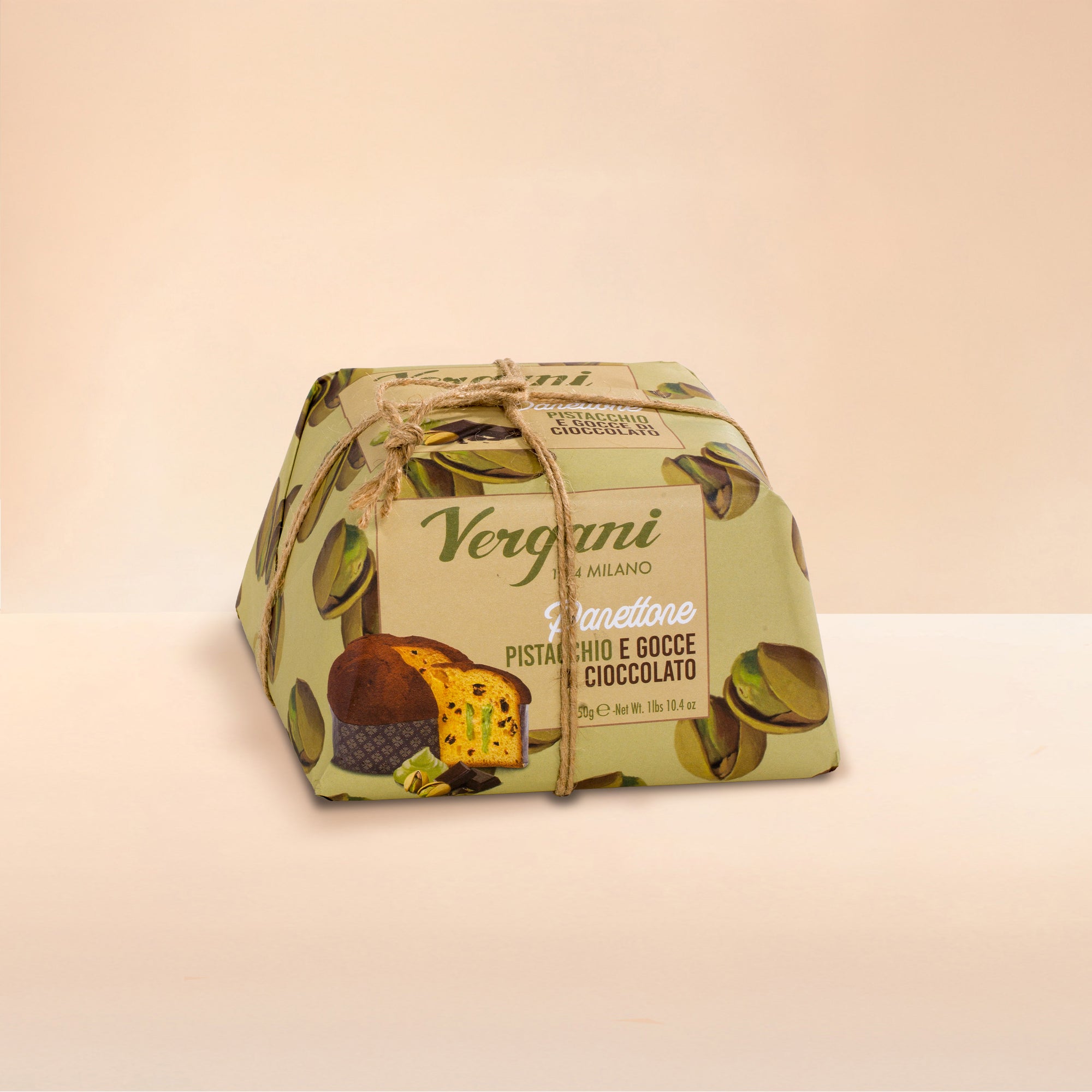 6pz PANETTONE PISTACCHIO CIOCCOLATO, incartato a mano Pasticceria Vergani 750g